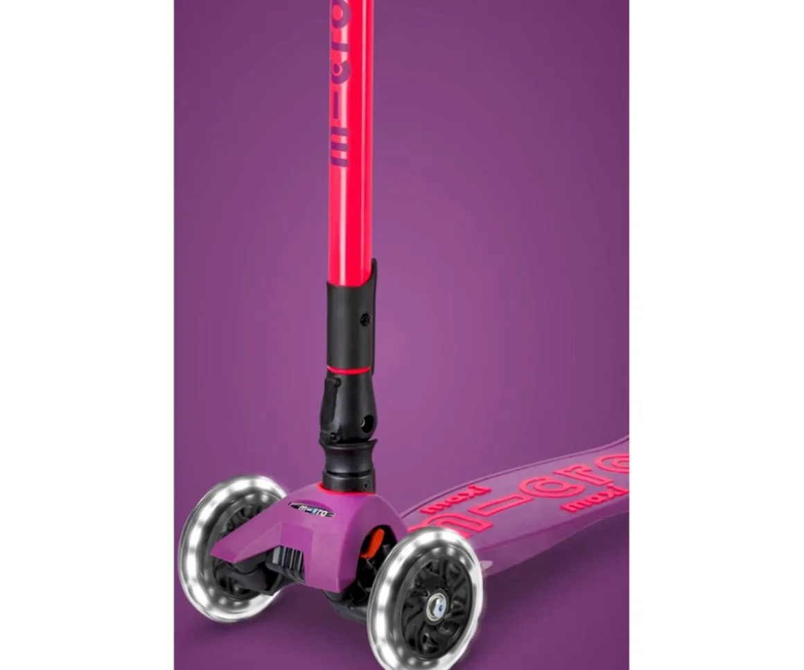 Patinete Maxi Deluxe Plegable Neon Led Lila / Rosa