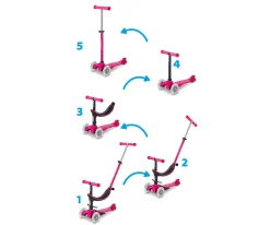 Patinete Mini Micro 4 en 1 Deluxe LED Rosa