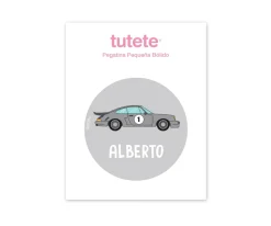 Pegatina Pequeña Bólido para Botella y Cajas Almuerzo