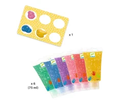 Pintura de Dedos 6 Tubos Colores con Purpurina