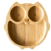 Plato Bambú con Ventosa Búho Gris