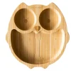 Plato Bambú con Ventosa Búho Rosa