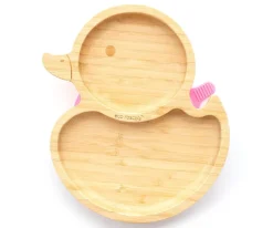Plato Bambú con Ventosa Pato Verde