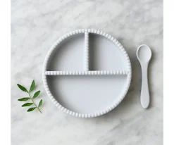 Plato con Compartimentos + Cuchara Bubble Glacier Grey
