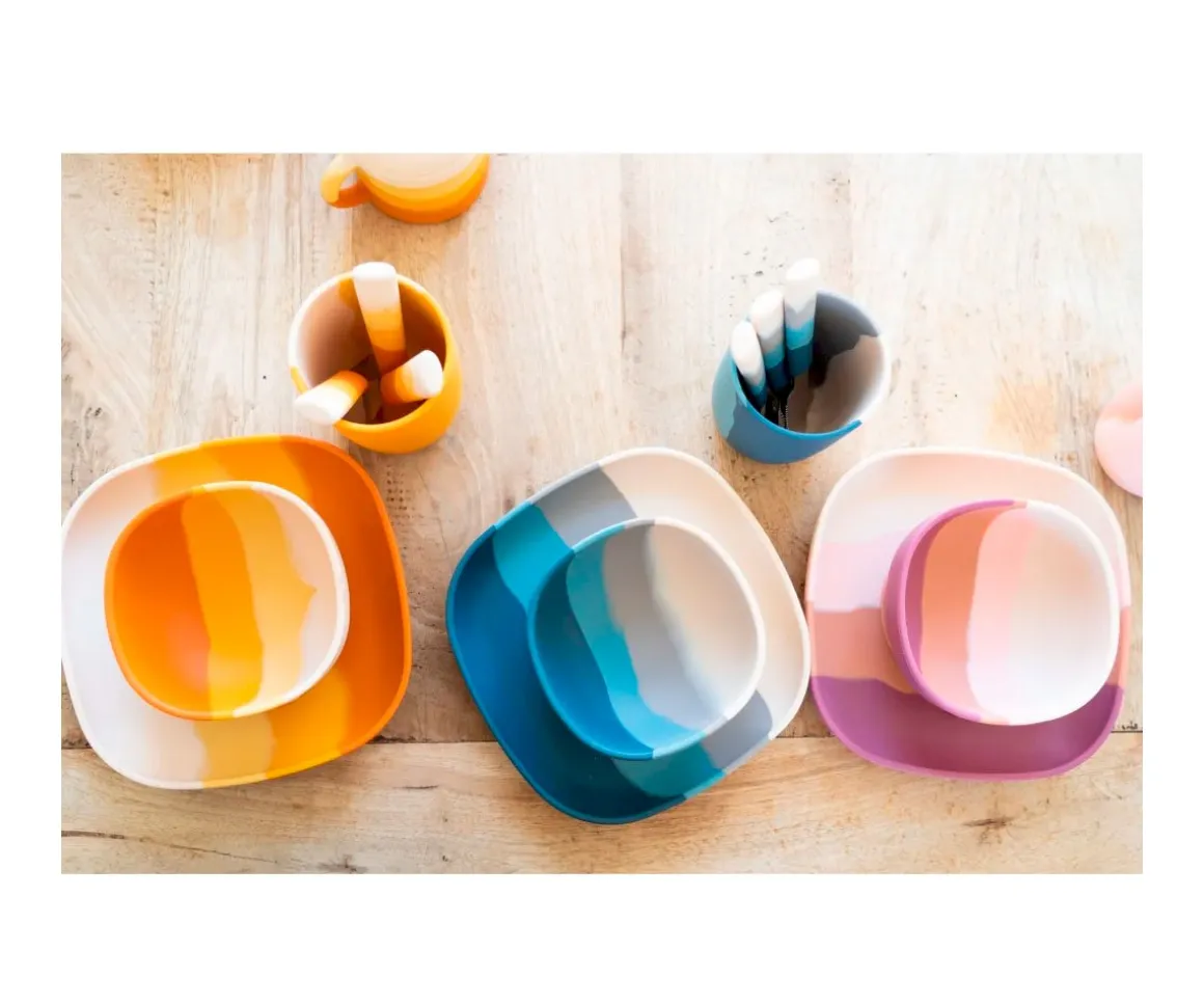 Plato con Ventosa Color Splash Desert Teal Ombre