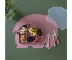 Plato de Silicona con Compartimentos y Tapa Fanto Vintage Rose