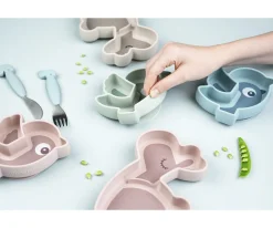 Plato Silicona Stick&Stay Snack Birdee Blue