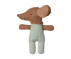 Ratoncito Bebé Dormido/Despierto en Caja de Cerillas Azul Flowers