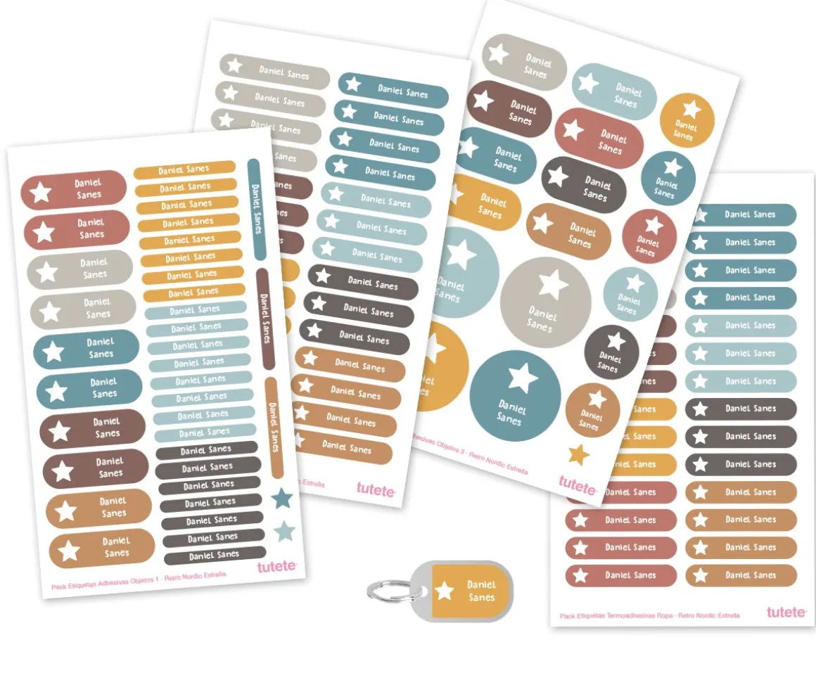 Sello Personalizado Gran Estrella + Combinado Termo y Pegatinas Retro Nordic Estrella