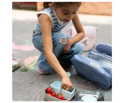 Set de Caja Bento y 2 Silipods de Silicona Acero Aqua