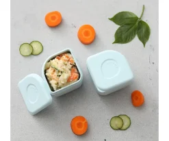 Set de Caja Bento y 2 Silipods de Silicona Acero Aqua