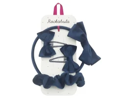 Set Escolar Blue Velvet Bow