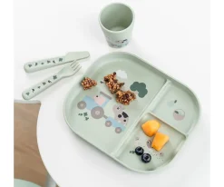 Set Vajilla con Ventosa Foodie Tiny Farm Green