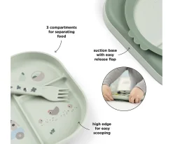 Set Vajilla con Ventosa Foodie Tiny Farm Green