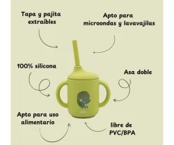 Taza de Silicona con Pajita Dinosaurio 120ml