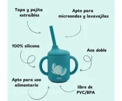 Taza de Silicona con Pajita Elefante 120ml