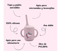 Taza de Silicona con Pajita Unicornio 120ml