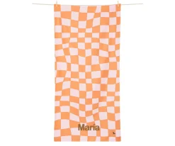 Toalla Playa Extra Large Microfibra Summer Check Naranja Personalizable