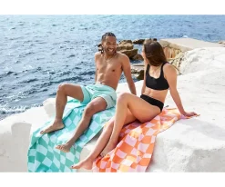 Toalla Playa Extra Large Microfibra Summer Check Verde Personalizable