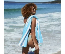Toalla Playa Large Microfibra Cabana Azul Pastel Personalizable