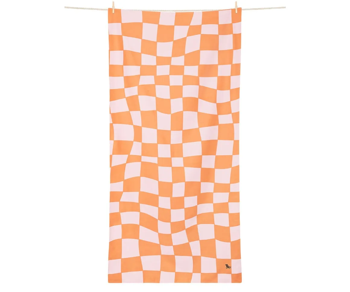 Toalla Playa Large Microfibra Summer Check Naranja Personalizable