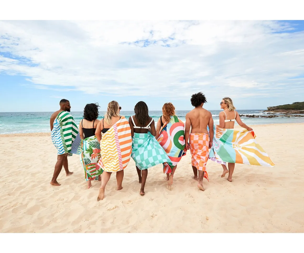 Toalla Playa Large Microfibra Summer Check Naranja Personalizable