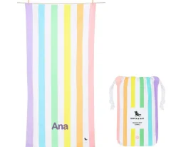 Toalla Playa Large Microfibra Summer Rainbow Pastel Personalizable