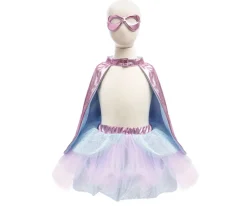 Tutú, Capa y Máscara Super-Duper Metallic Pink/Light Blue 4-6 años