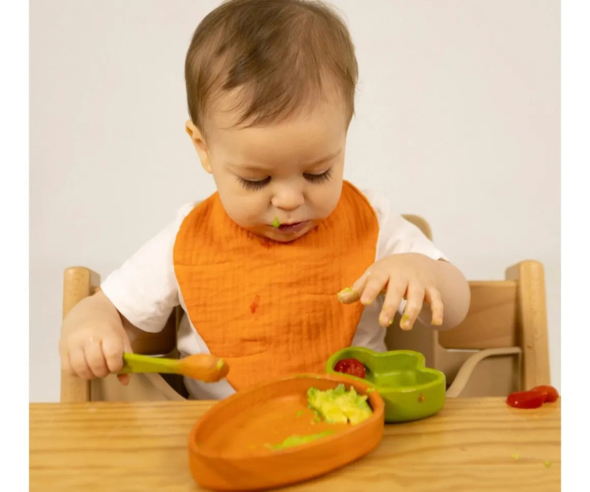 Vajilla Infantil Plato y Cuchara de Madera Cathy The Carrot