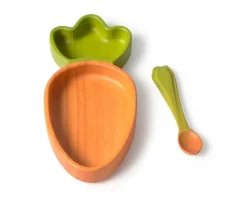 Vajilla Infantil Plato y Cuchara de Madera Cathy The Carrot