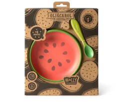 Vajilla Infantil Plato y Cuchara de Madera Wally The Watermelon