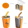 Vaso Termo Hermético con Pajita TEMP Tumbler Reno Orange