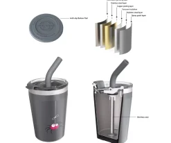 Vaso Termo Hermético con Pajita TEMP Tumbler Araña Grey