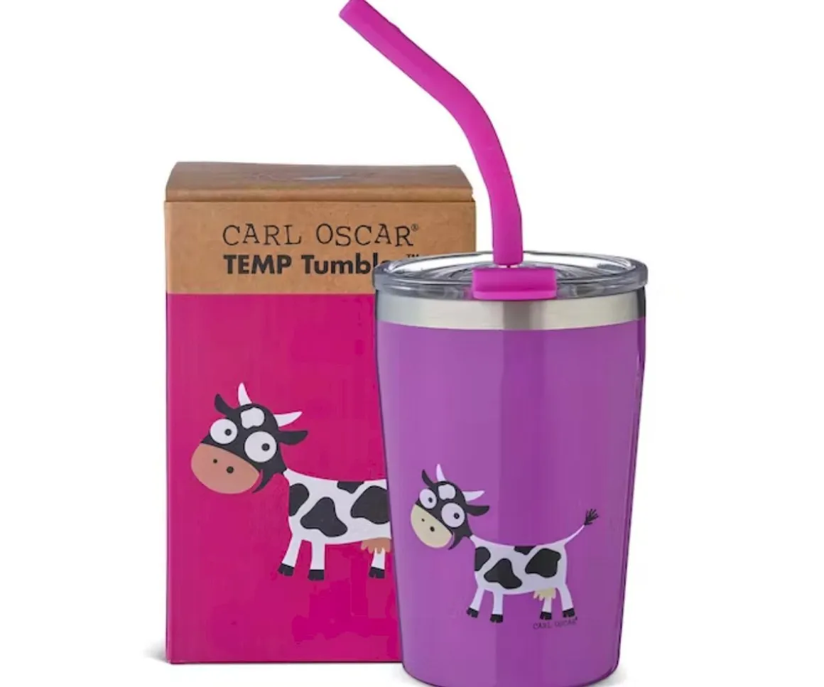 Vaso Termo Hermético con Pajita TEMP Tumbler Vaca Purple